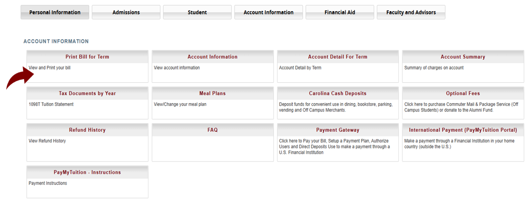 Print Bill for Term Screenshot