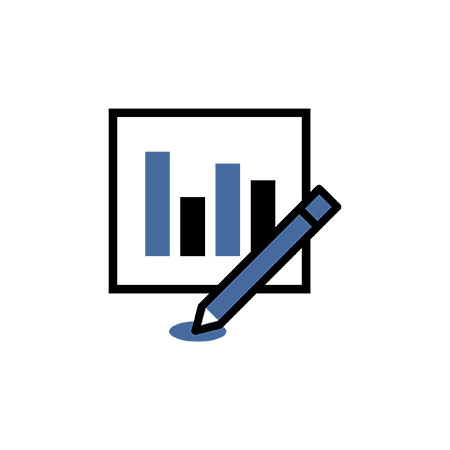 illustration of bar chart with pencil