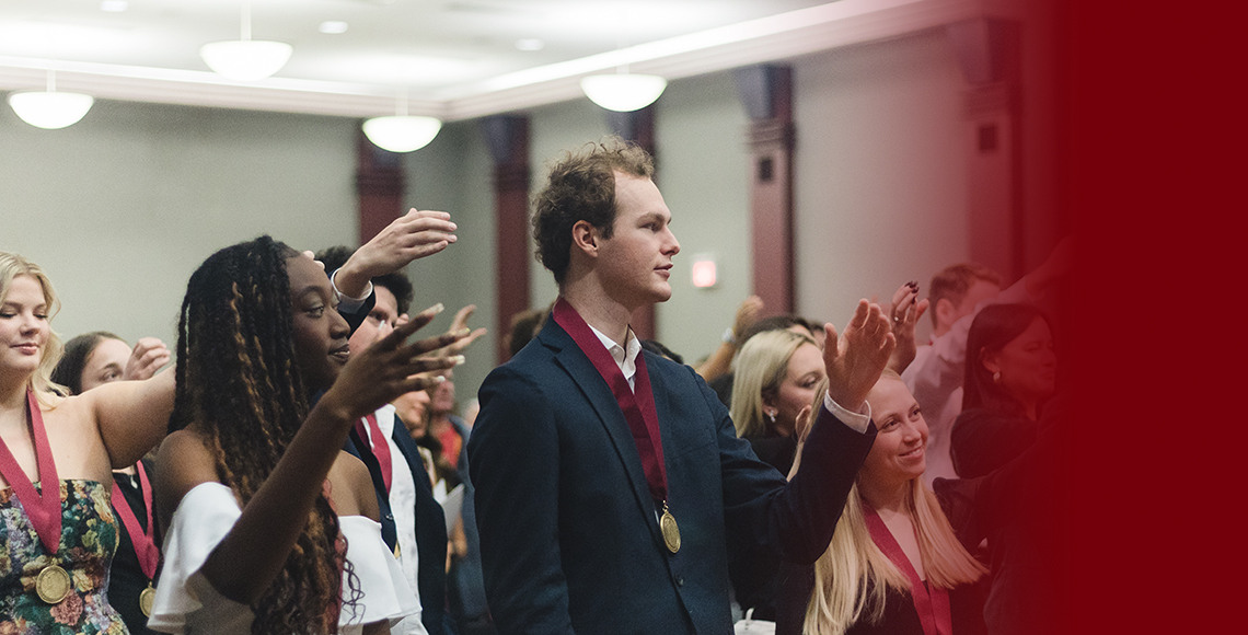 Students singing USC's alma mater