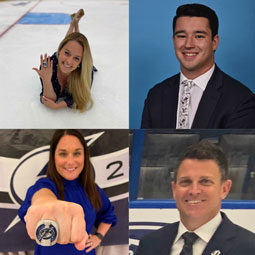 Grid of alumni working at the NHL Stanley Cup game