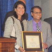 Milind Kunchur and Gov. Nikki Haley