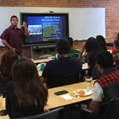 Raul Diego Rivera Hernandez in a classroom