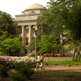 students walking on campus