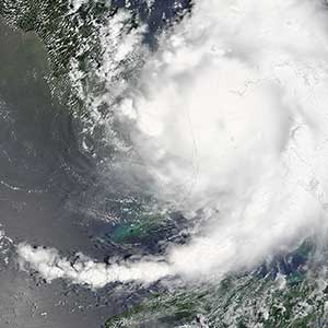 Satellite image of an Atlantic hurricane