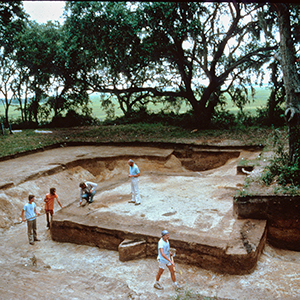 A field crew excavates residential lot at Santa Elena